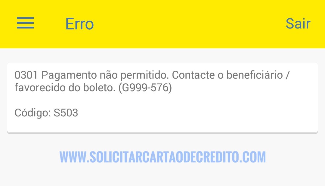 Pagamento não permitido. Contacte o beneficiário do Boleto.