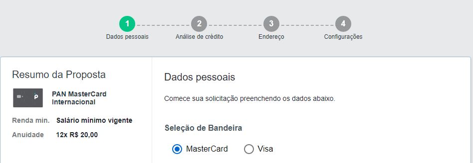 Banco Pan tem 2 Cartões de Crédito quem ganha 01 Salário Mínimo