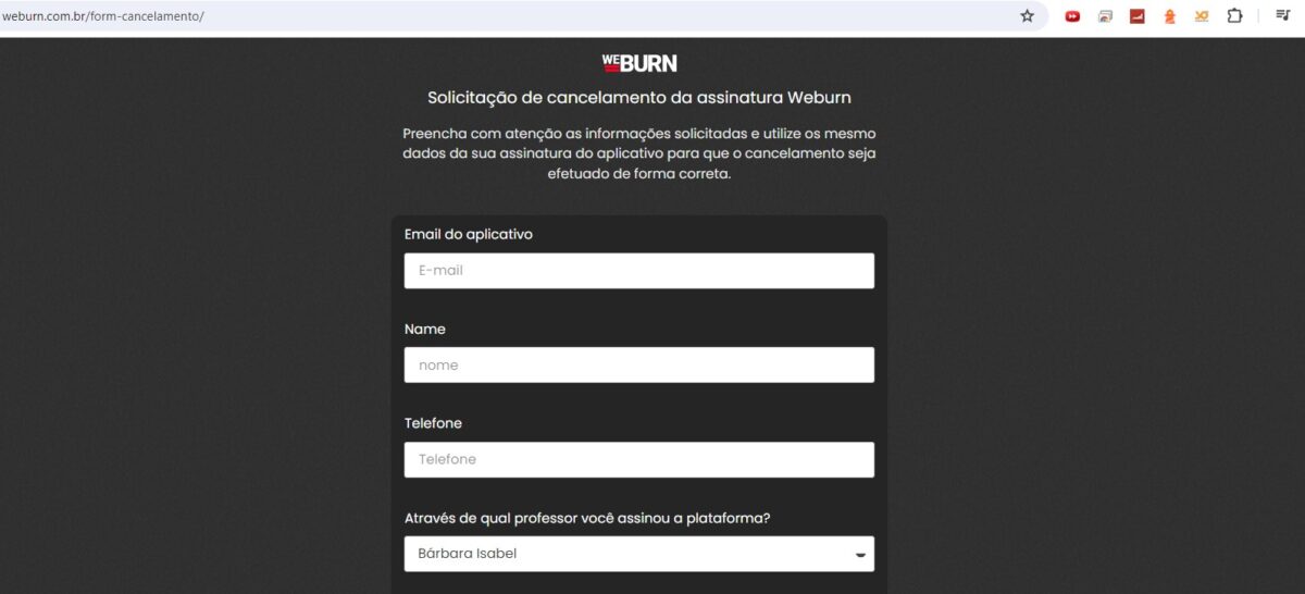 cancelar weburn formulario